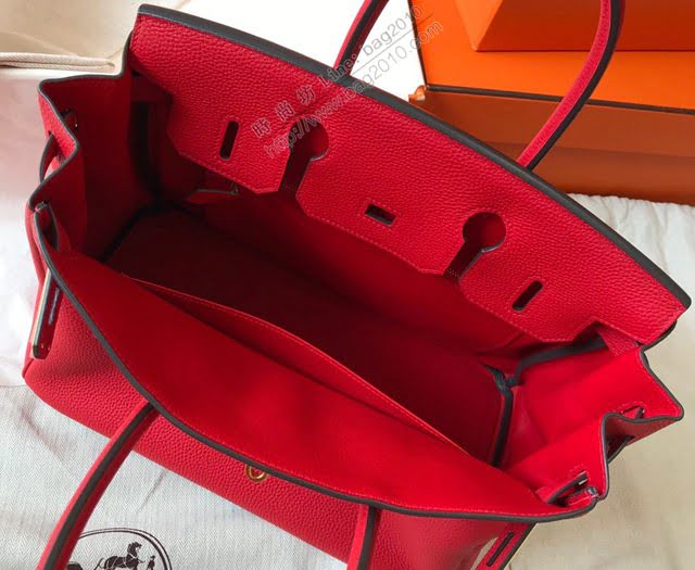 Hermes女包 愛馬仕Birkin Hermes鉑金包 togo小牛皮 大紅 金銀扣 Hermes手提女包  am1827